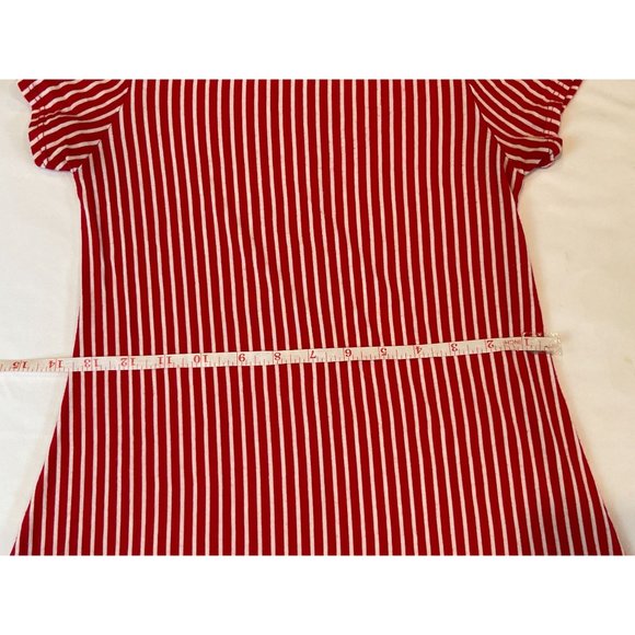 TMG Women Striped Mini Dress Cap Sleeve Stretch Round Neck Knitted Red White S - Picture 5 of 7